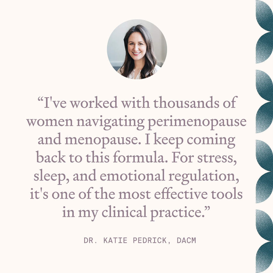 Dr. Katie Pedrick, DACM, recommending The Shift herbal perimenopause supplement for sleep, stress, and emotional regulation
